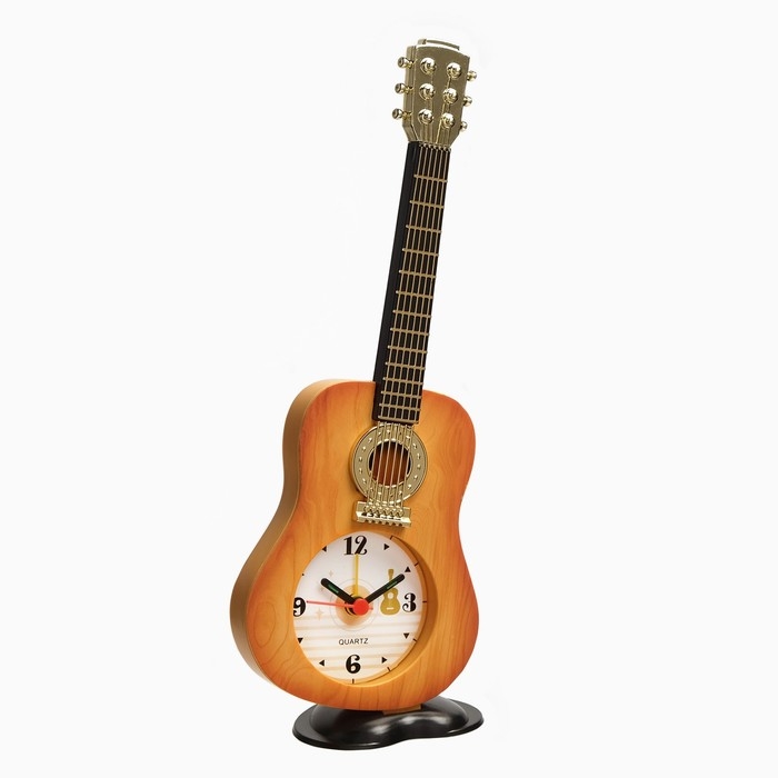 Часы настольные будильник  Часы настольные будильник "Гитара", циферблат d-5.5 см, 21.5 х 8.5 см