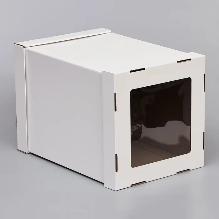 Коробка под торт, с ПВХ окном, белая, 30&times;30&times;45 см