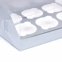 Коробка для 6 капкейков 23.5&times;16&times;10 см, серебро