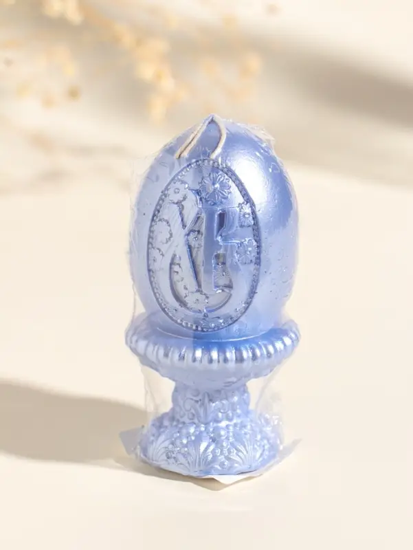 Свеча пасхальная "Яйцо на подставке ХВ" 5х9 см, лак, небесно-голубой