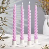 Набор свечей витых, 2.3&times;24.5 см, 5 ч, 50 г, 4 шт., сиреневый, в подарочной коробке