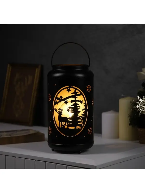 Светодиодная фигура &laquo;Олень в лесу&raquo;, 12.3&times;23 см, 1 LED, от батареек АААх3, свечение тёплое белое