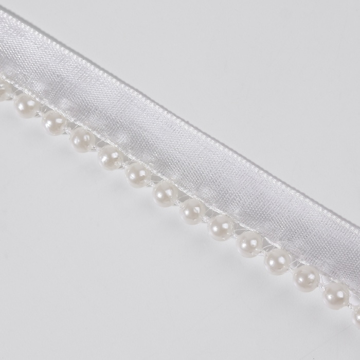 Лента декоративная с бусинами, 12 мм, 4,5 ± 0,5 м, цвет белый Лента декоративная с бусинами, 12 мм, 4,5 ± 0,5 м, цвет белый