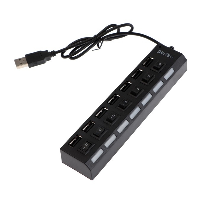 Разветвитель USB (Hub) Perfeo H033, 7 портов, USB 2.0, чёрный Разветвитель USB (Hub) Perfeo H033, 7 портов, USB 2.0, чёрный
