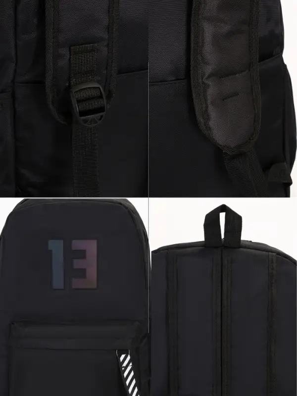 Рюкзак молодёжный на молнии, с карманами, с цифрой 13, размер 31&times;15&times;45 см, чёрный