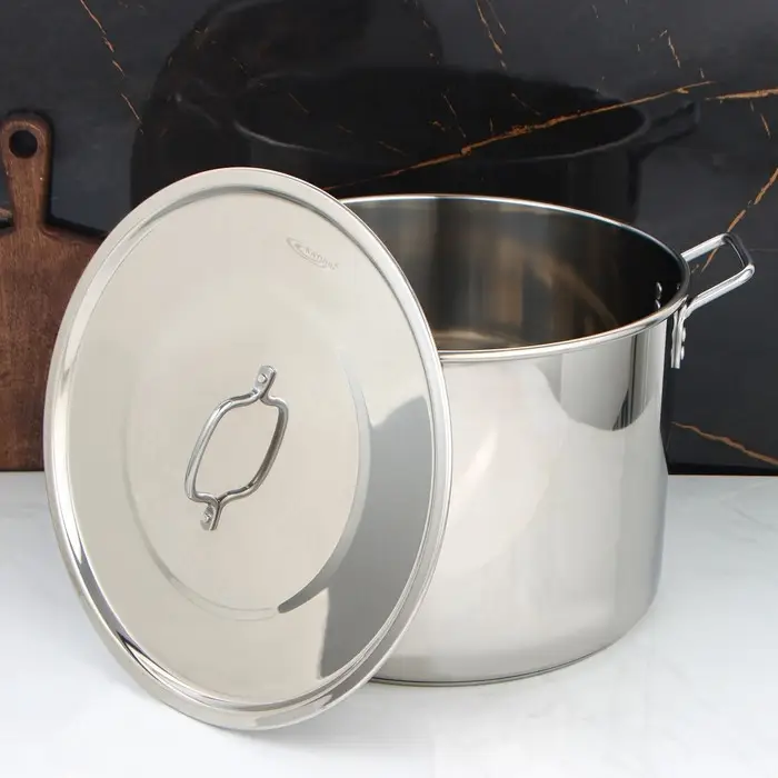 Котёл Катунь &laquo;Общепит&raquo;, 30 л, d=40 см, h=28 см, с крышкой, капсульное дно, индукция, нержавеющая сталь, хромированная