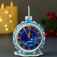 Свеча новогодняя круглая "Куранты" 7,2х5х8,5 см