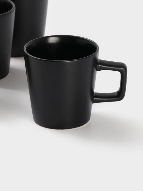 Набор кружек 4 шт Доляна 20х2 см "Гранит" 340 мл черный матовый