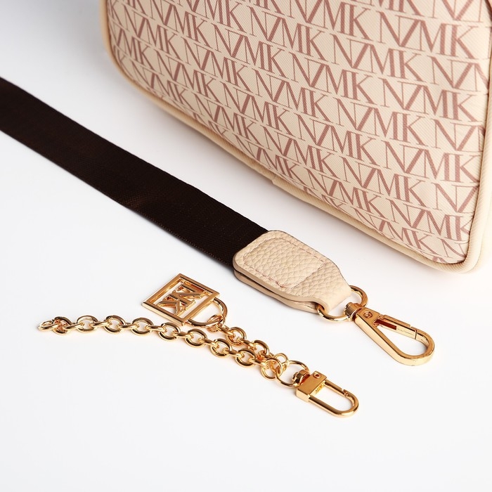 Сумка женская молодёжная текстильная NK, 19х14х6 см, бежевый цвет Сумка женская молодёжная текстильная NK, 19х14х6 см, бежевый цвет