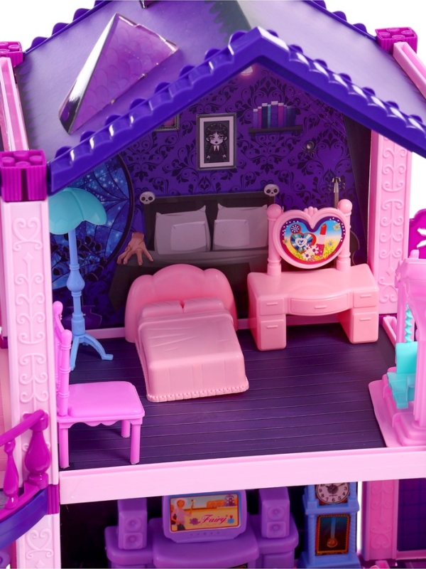 Кукольный дом «Тёмный домик», 2 куклы, мебель, аксессуары