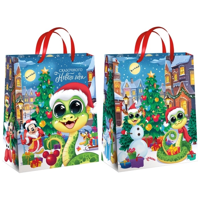 Новый год. Пакет подарочный, 40х49х19 см, упаковка, Микки Маус Новый год. Пакет подарочный, 40х49х19 см, упаковка, Микки Маус