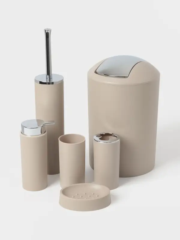 Набор аксессуаров для ванной комнаты SAVANNA &laquo;Сильва&raquo;, 6 предметов (дозатор, мыльница, 2 стакана, ёршик, ведро), цвет серый