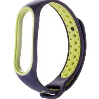 Ремешок для фитнес-браслета Mi Band 5/6/7 Luazon, с перфорацией, чёрный, зелёный