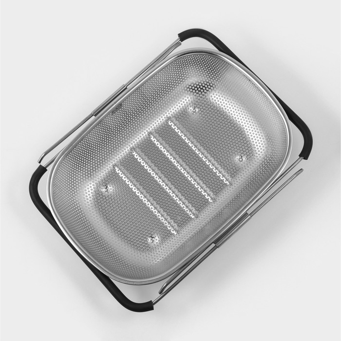 Дуршлаг - сито на раковину раздвижное, 34,5×24×7,5 см, раздвижное, нержавеющая сталь Дуршлаг - сито на раковину раздвижное, 34,5×24×7,5 см, раздвижное, нержавеющая сталь