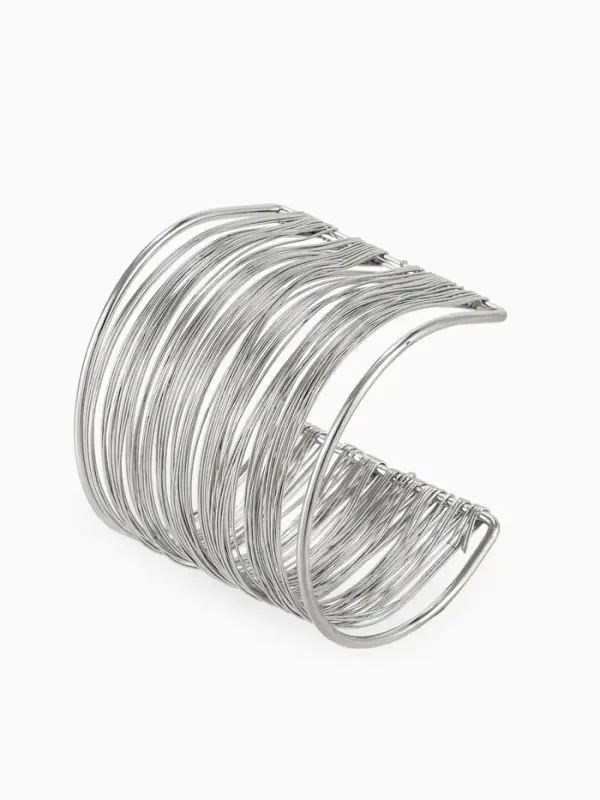 Браслет манжета &laquo;Нити&raquo;, d=6 см, металл, цвет серебро