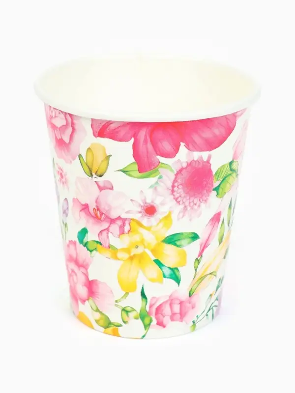 Стакан одноразовый бумажный «Акварельные цветы», 250 мл