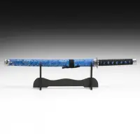Макет оружия &laquo;Сувенирная катана на подставке&raquo;, синие ножны с цветочным узором, 70 см