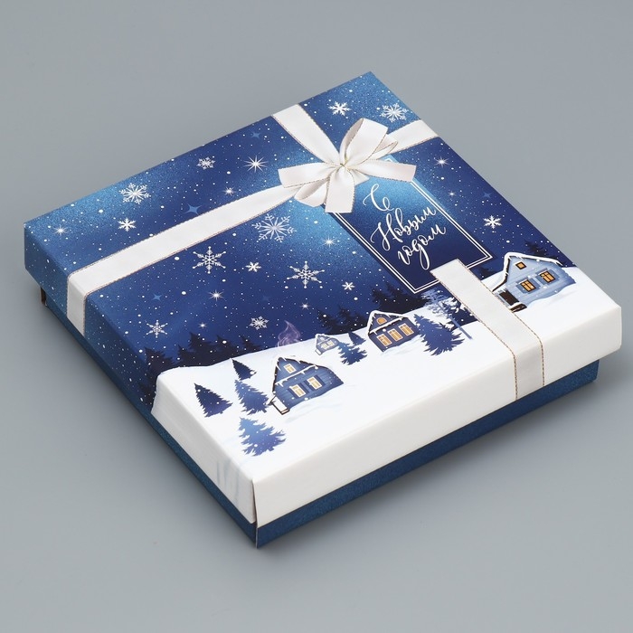 Коробка подарочная новогодняя складная «Зимний город», 20 х 20 х 5 см, Новый год Коробка подарочная новогодняя складная «Зимний город», 20 х 20 х 5 см, Новый год