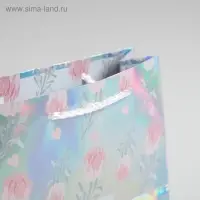 Пакет подарочный голографический, упаковка, «Happy», 15 х 12 х 5.5 см
