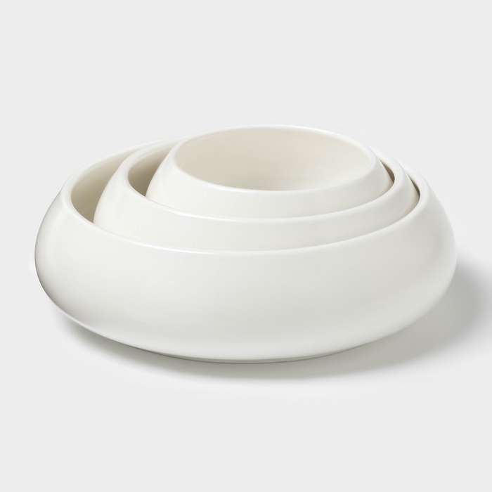 Набор салатников Magistro OliveQueen, 3 шт: 1500/800/450 мл, фарфор, белый Набор салатников Magistro OliveQueen, 3 шт: 1500/800/450 мл, фарфор, белый