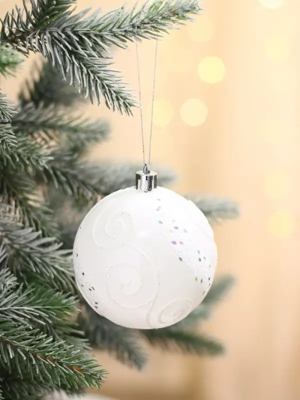 Ёлочные игрушки &laquo;Ажурные завитки&raquo;, шары новогодние, набор 6 шт., d=8 см, белый