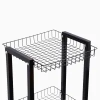 Стойка торговая универсальная, 3 корзины, на колесах, 35&times;35&times;76 см, цвет чёрный
