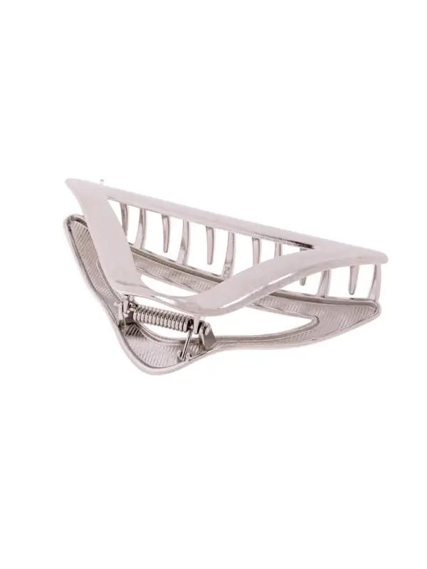 Крабик для волос &laquo;Глянец&raquo;, треугольник, 10&times;4.5 см, серебристый