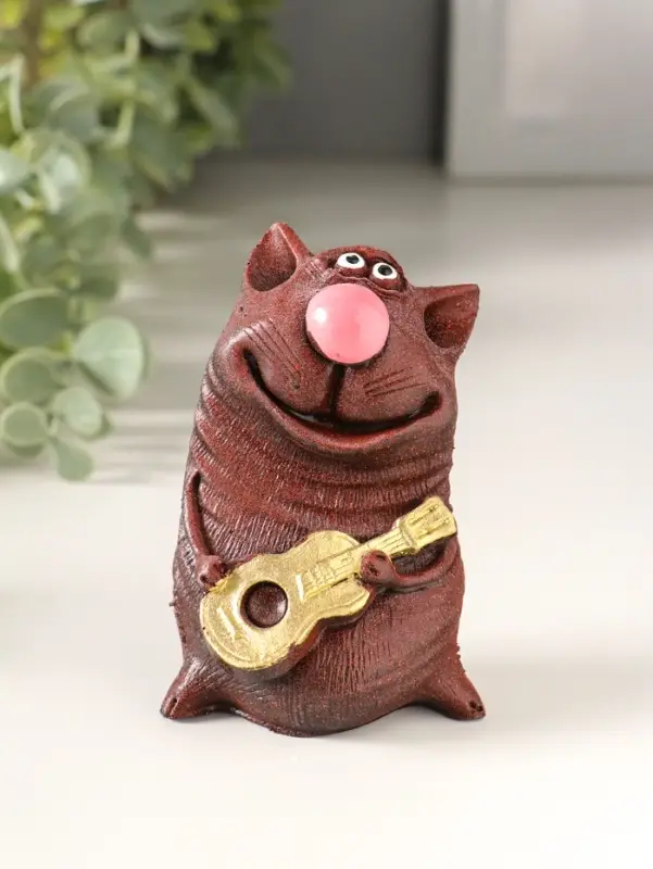 Сувенир Кот с гитарой,микс 8,5х5,5х4см