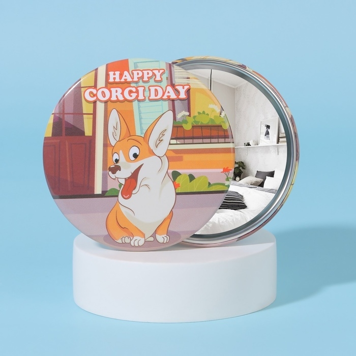 Зеркало карманное «Корги», d = 7 см, разноцветное Зеркало карманное «Корги», d = 7 см, разноцветное