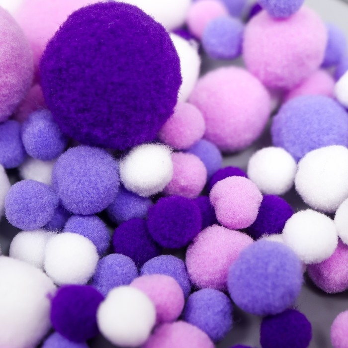 Декор для творчества Декор для творчества "Помпончики. Фиолетовое настроение" d=1-3 см набор 135 шт