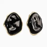 Серьги акрил мятый "Овал", цвет чёрный в золоте