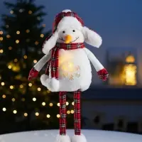 Фигура текстиль «Снеговик» 40-60 см, телеск-е ножки, 1LED, LR1130х3 (в компл.), Т/БЕЛЫЙ