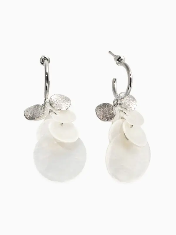 Серьги &laquo;Морской мир&raquo;, чешуя, белые в серебре