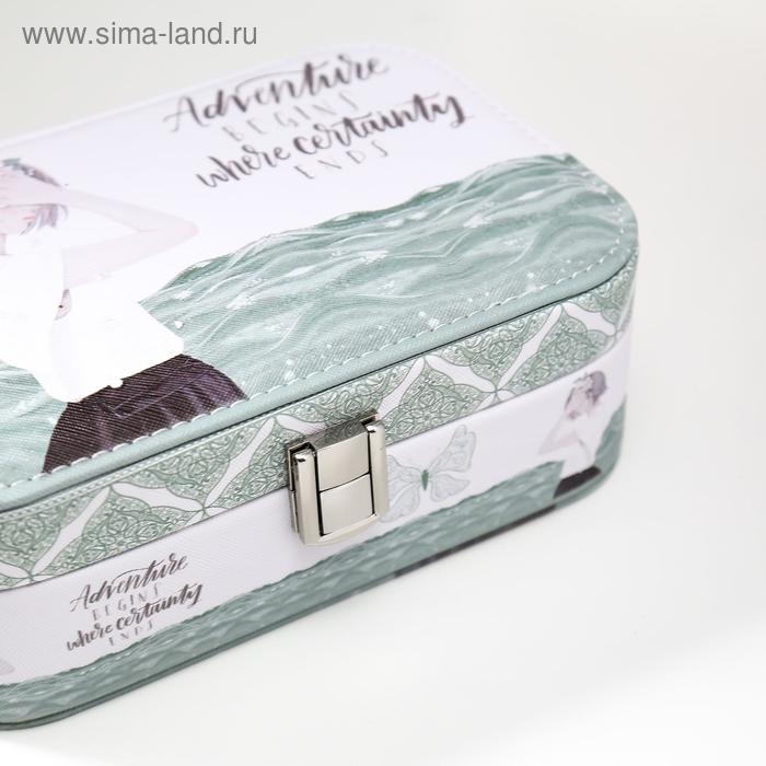 Шкатулка кожзам под часы 1 отделение и бижутерию  Шкатулка кожзам под часы 1 отделение и бижутерию "Девушка-весна у моря" 7х20х14 см