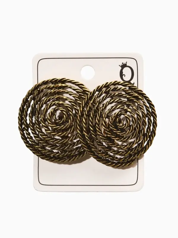 Серьги клипсы для ушей QF &laquo;Гипноз&raquo;, цвет чернёное золото