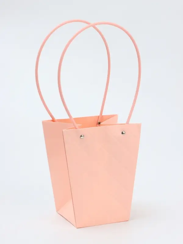 Сумка для цветов пудра влагостойкая, чёрный ручки, 17&times;17 - 11.5&times;11.5 - 20 см