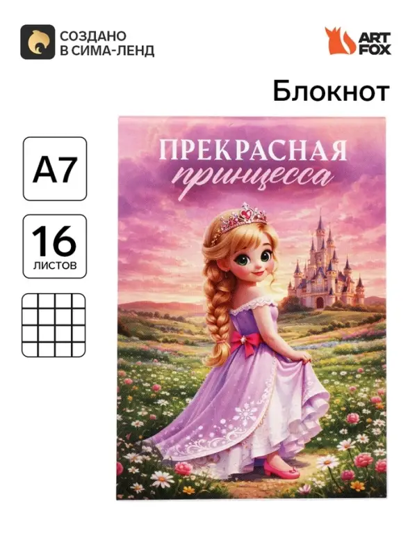 Блокнот А7, 16 листов &laquo;Прекрасная принцесса&raquo;