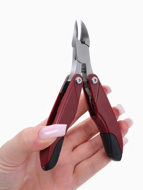 Кусачки педикюрные, 3 в 1, с лазерной пилкой, изогнутое лезвие, складные, 8.7 см, длина лезвия-18 мм, бордовые