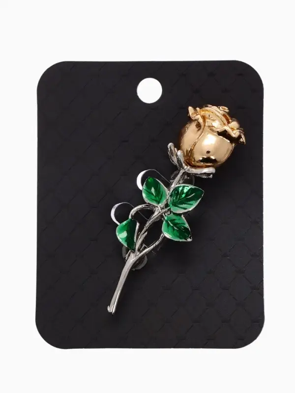Брошь &laquo;Цветок Роза&raquo;, цвет зелёный в серебро, золотистый