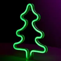 Неоновая вывеска &laquo;Ёлка&raquo; 19x25 см, от батареек ААх3, USB, свечение зелёное
