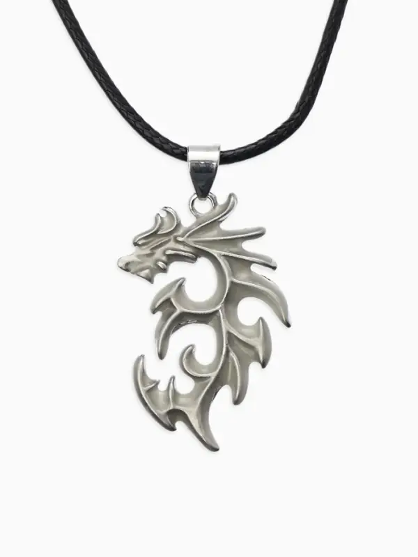 Кулон унисекс &laquo;Дракон&raquo;, светящийся, цвет серебро на чёрном шнурке, 44 см