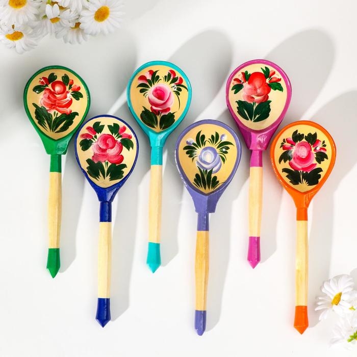 Ложка полубаская «Матрёшка», 19×6 см, микс Ложка полубаская «Матрёшка», 19×6 см, микс