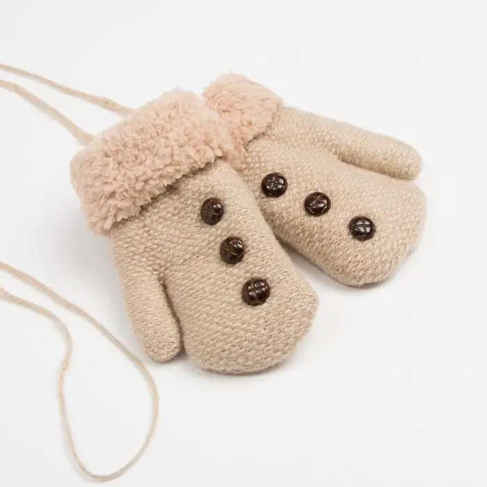 Варежки детские MINAKU с пуговичками, 15 размер (15 см), цвет экрю Варежки детские MINAKU с пуговичками, 15 размер (15 см), цвет экрю