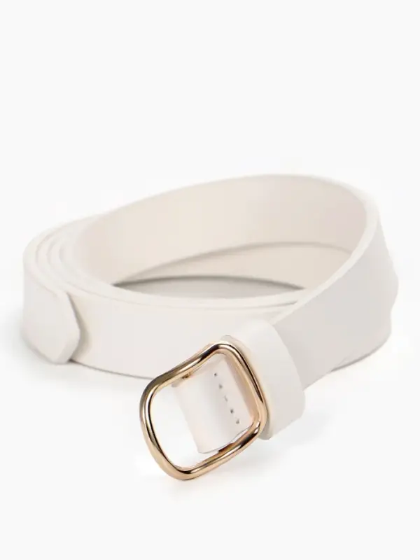 Ремень женский, 1.8&times;105 см, золотистая пряжка, белый