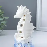 Сувенир керамика свет "Морской конёк" бело-синий 6,5х8,5х16,5 см