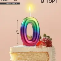 Свеча в торт «Цифра 0», 6 см