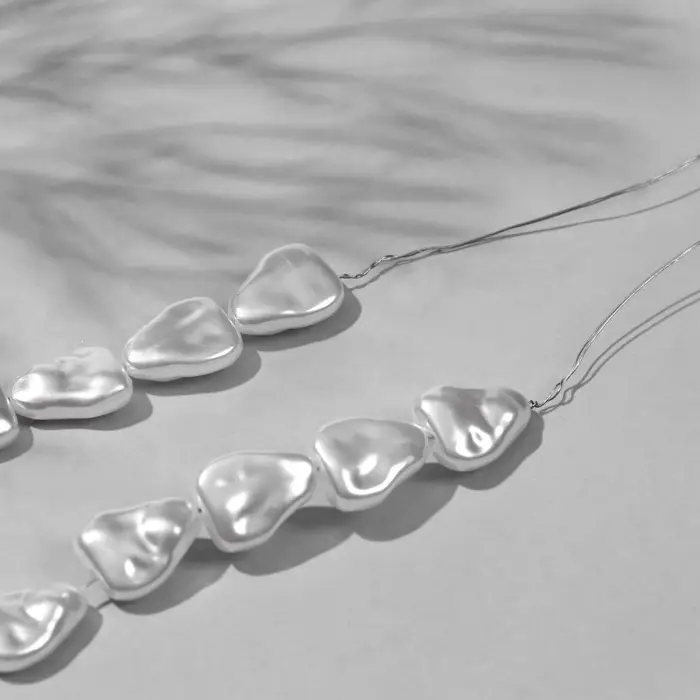 Бусины пластиковые на нити &laquo;Жемчуг&raquo;, 14&times;11 мм, набор 100 шт., цвет белый