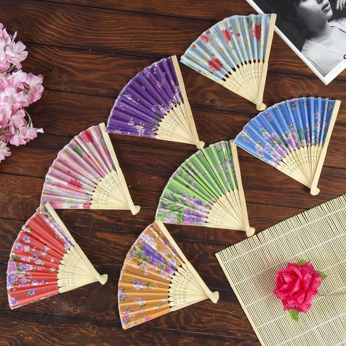 Веер h= 21 см  Веер h= 21 см "Цветы", цвет и рисунок МИКС