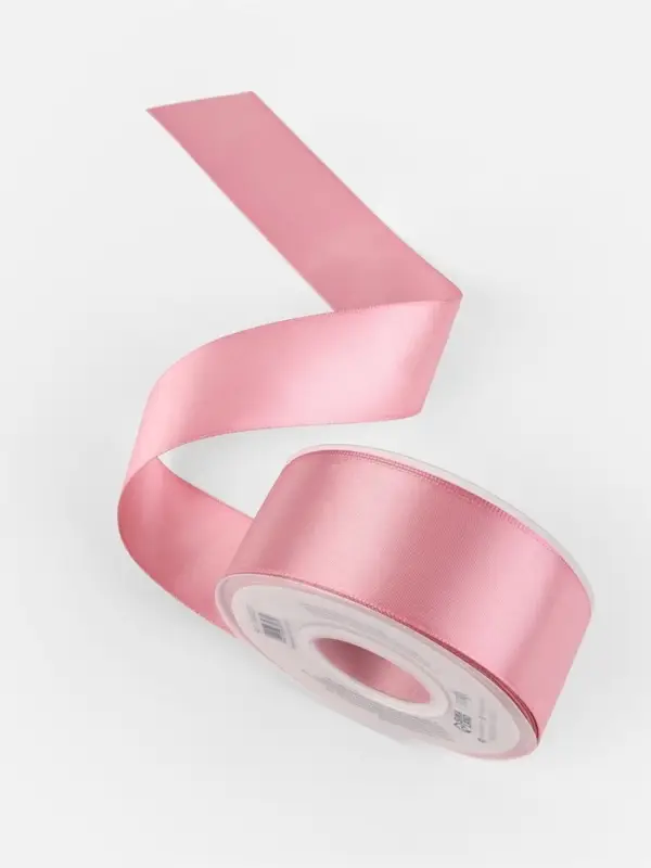 Лента атласная TEIRA, двухсторонняя, 38 мм, 25&plusmn;1 м, розовая №158