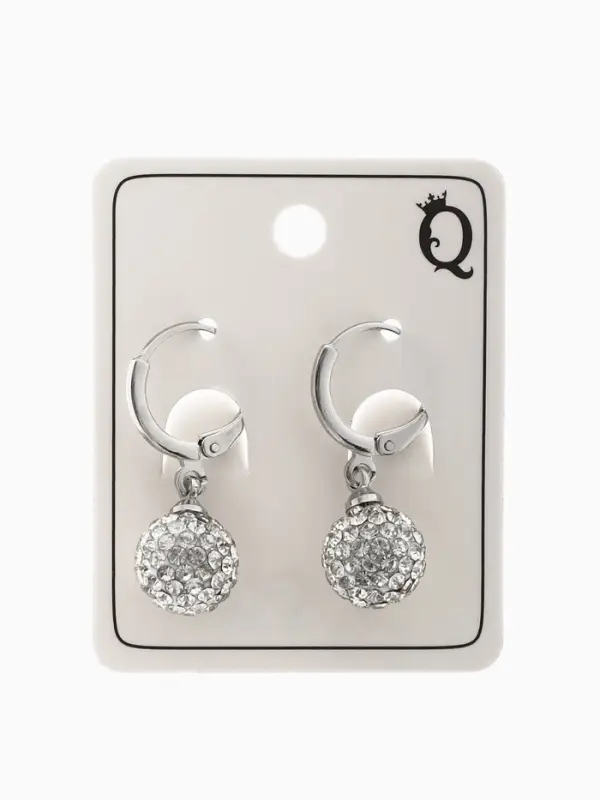 Серьги со стразами &laquo;Шамбала&raquo; сияние, белые в серебре